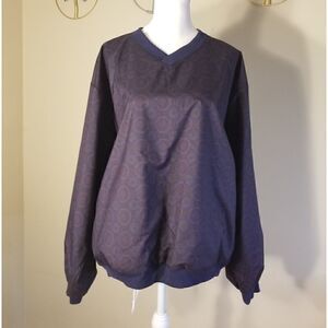 Forrester's Outerwear Golf Pullover Windbreaker Navy Geometric Print Size Large